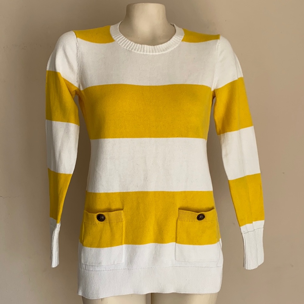 Tommy Hilfiger yellow striped crew neck sweaterNWT